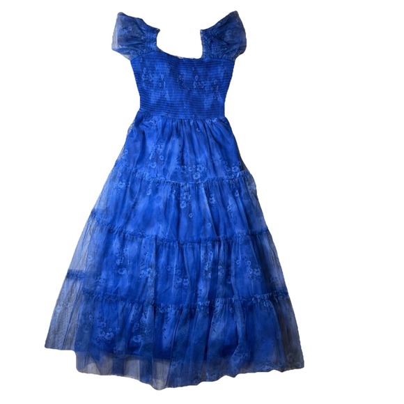 Baltic Born Dresses & Skirts - NWT Baltic Born Clementine Tulle Midi Dress Blue Floral Tiered Small New Cobalt